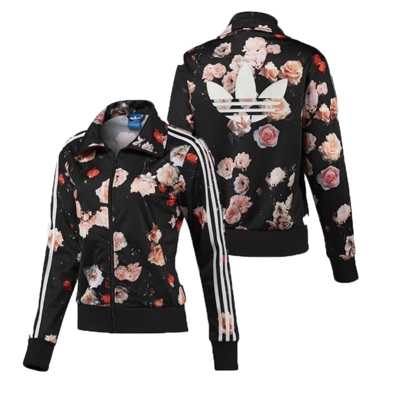 Vintage New Adidas Originals Firebird Track Top Floral Roses Jacket for women's